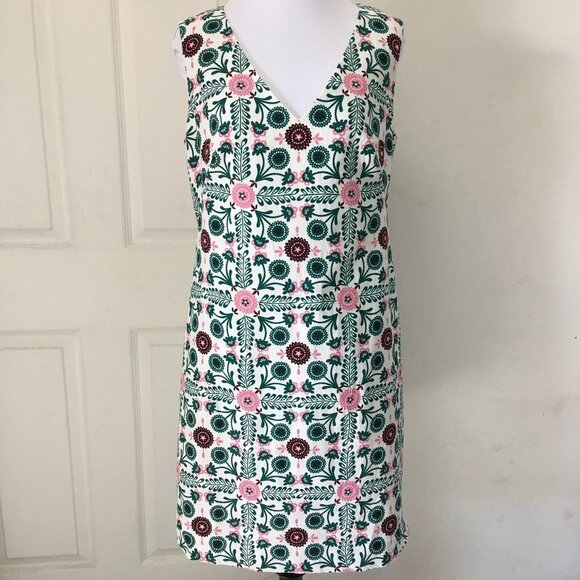 New Boden Women's Tatiana Textured Dress IvoryTrellis Tile Size 4 Petite V Neck - Picture 3 of 14